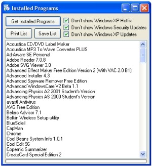 Installed Program Finder Screenshot